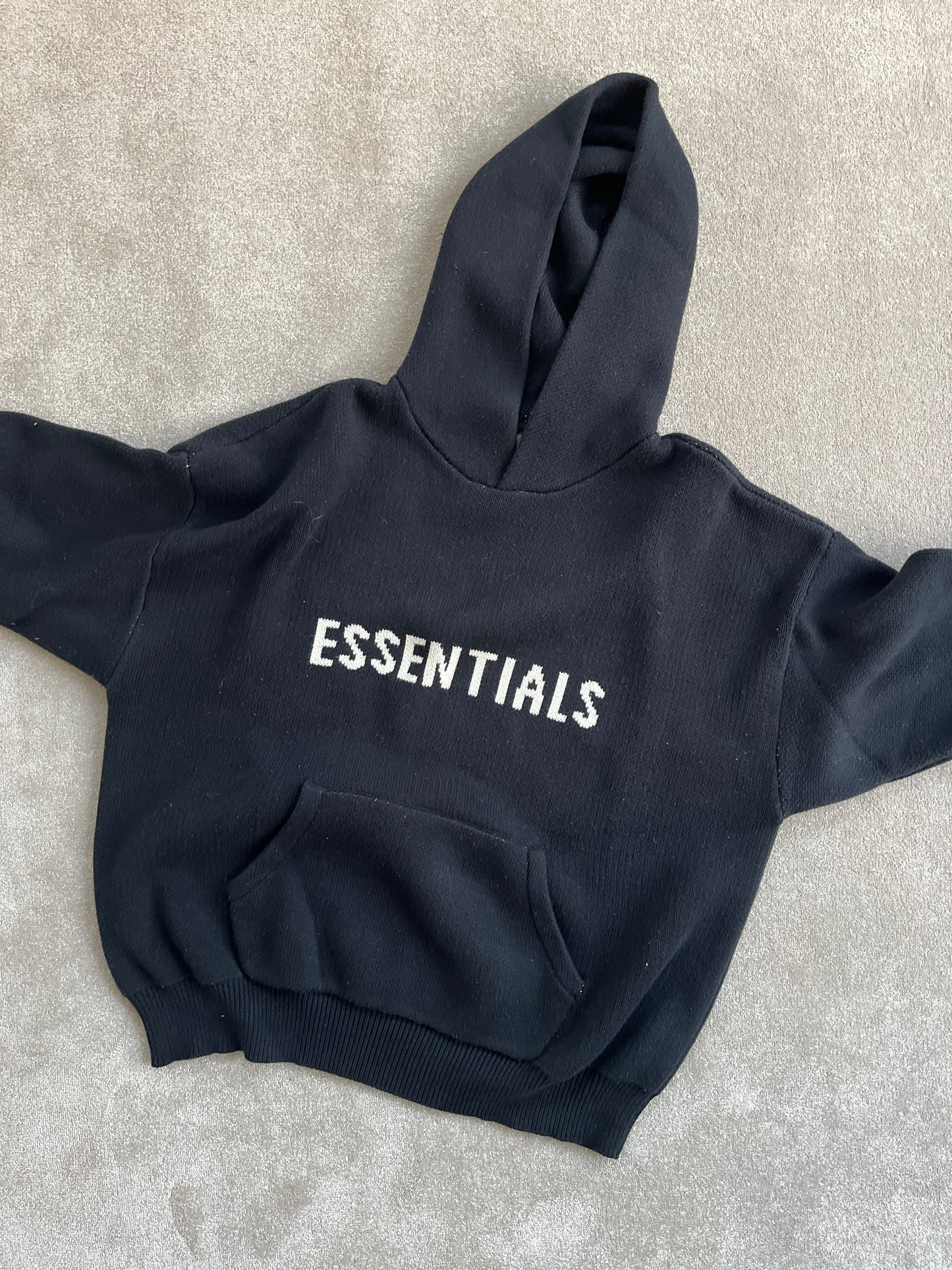 Essentials Black Knit Hoodie