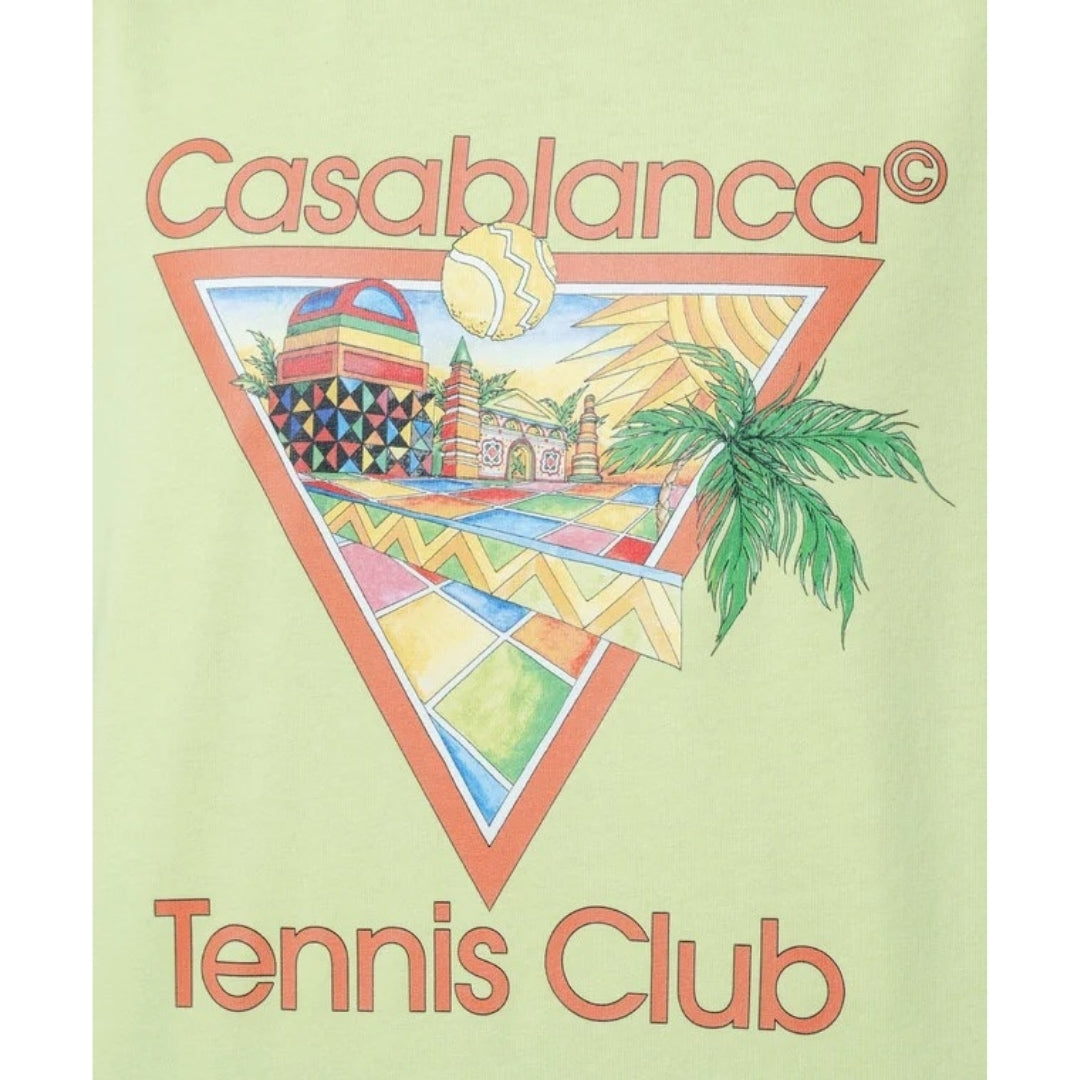 Casablanca Printed T-Shirt Afro Cubism Tennis Club Pale Green Green T-Shirts Mens
