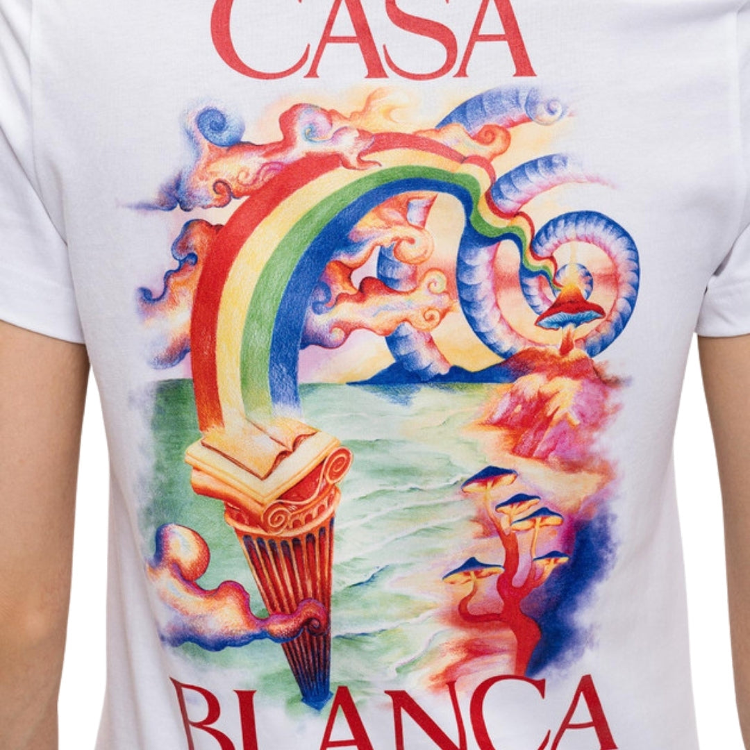 Casablanca Printed Fitted T-Shirt Nature Teacher White T-Shirts Womens