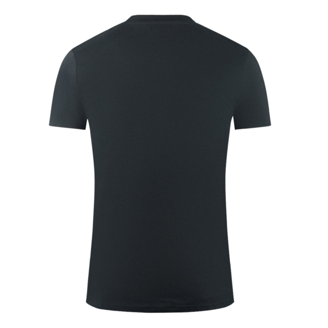 Aquascutum Large Bold London Aldis Brand Logo Black T-Shirt TS006 16 - Style Centre Wholesale