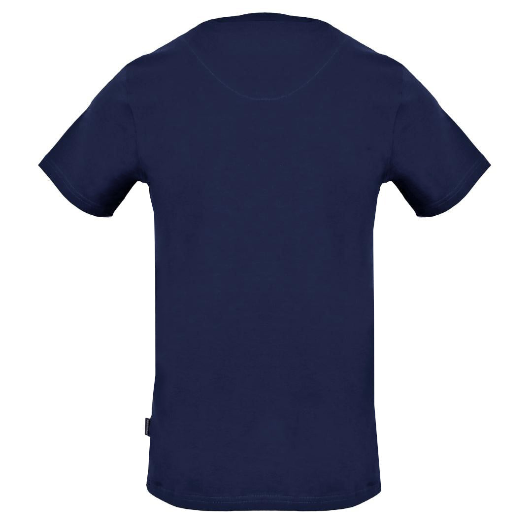 Aquascutum Stitched Aldis Logo Navy Blue T Shirt - Style Centre Wholesale