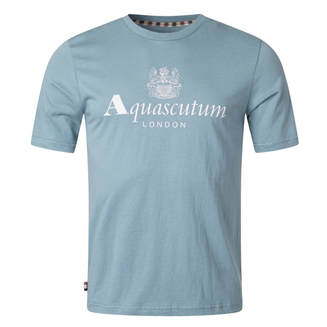 Aquascutum Active Big Logo T Shirt Fw23 Ts001 18 Blue T Shirt Mens - Style Centre Wholesale