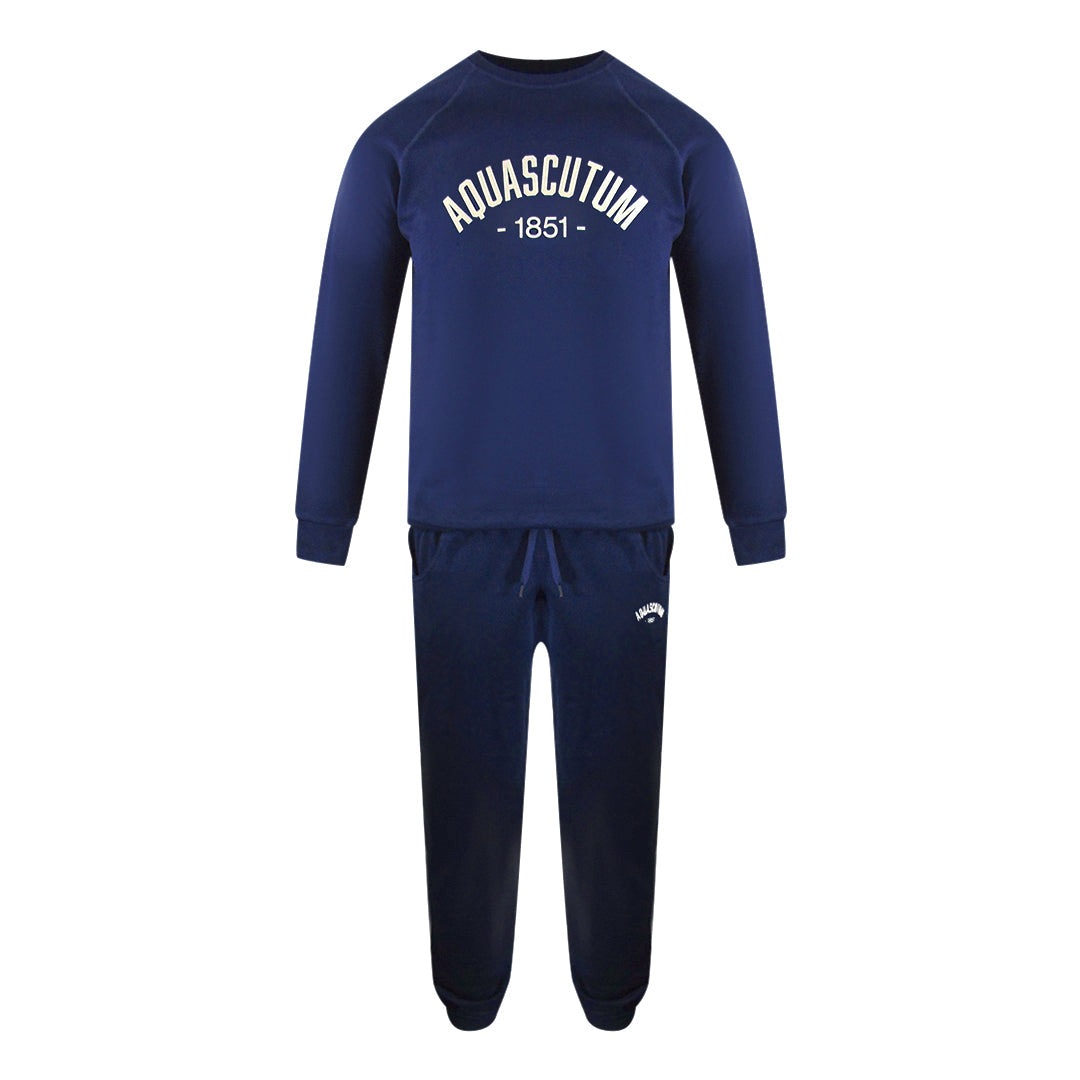 Aquascutum Aa_Ow04_St002 Oldchool Crewneck Navy St002 11 Navy Blue Creckneck And Track Pants Set Male - Style Centre Wholesale