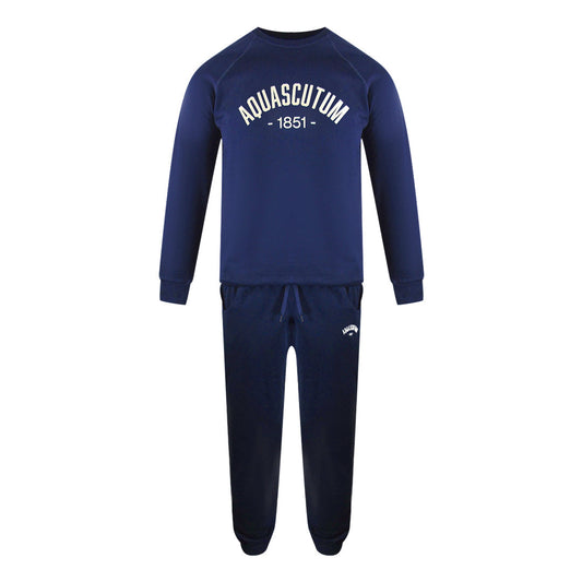 Aquascutum Aa_Ow04_St002 Oldchool Crewneck Navy St002 11 Navy Blue Creckneck And Track Pants Set Male - Style Centre Wholesale