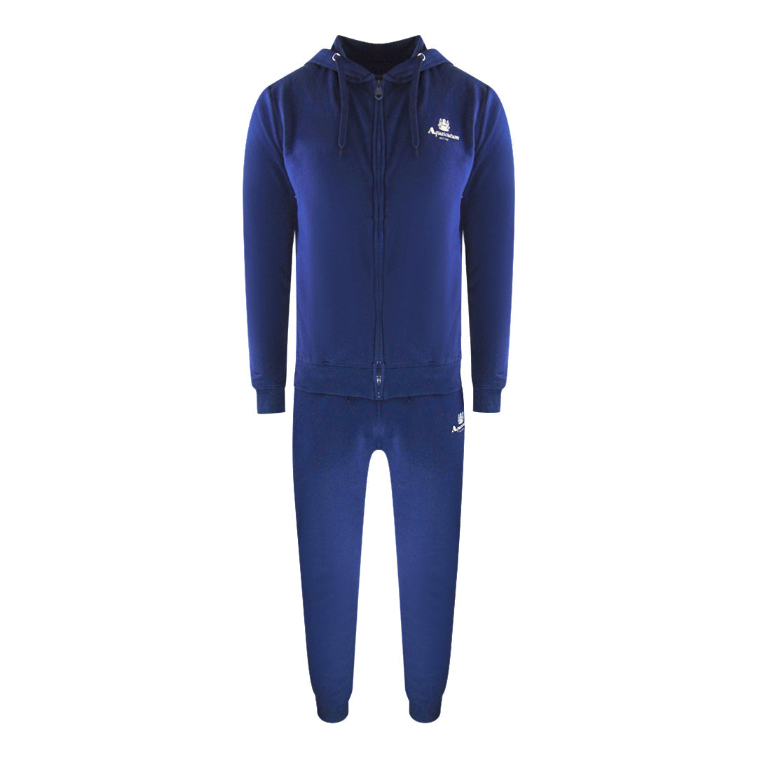 Aquascutum Aa_Ow04_St004Ogo Zf Hoodie Navy St004 Navy Blue Zip Hoodie And Track Pants Set Male - Style Centre Wholesale