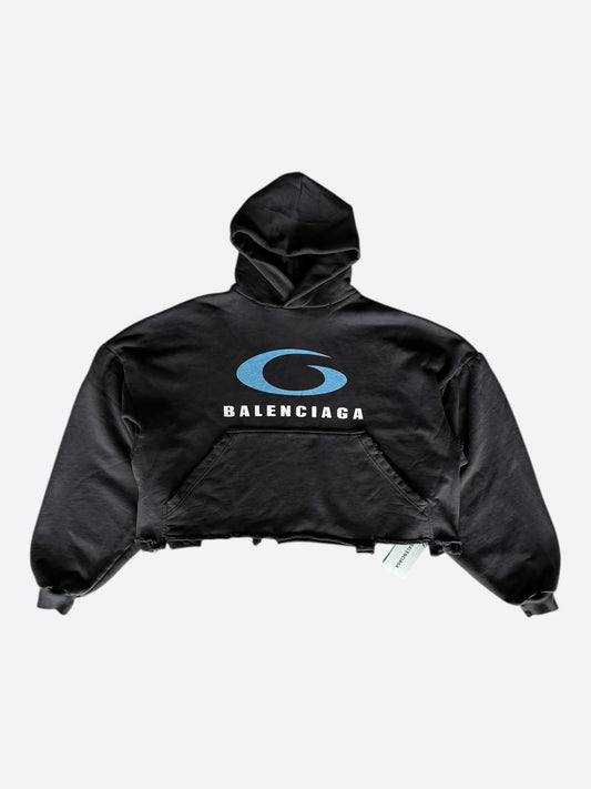 Balenciaga
Black & Blue Loop Logo Cropped Hoodie