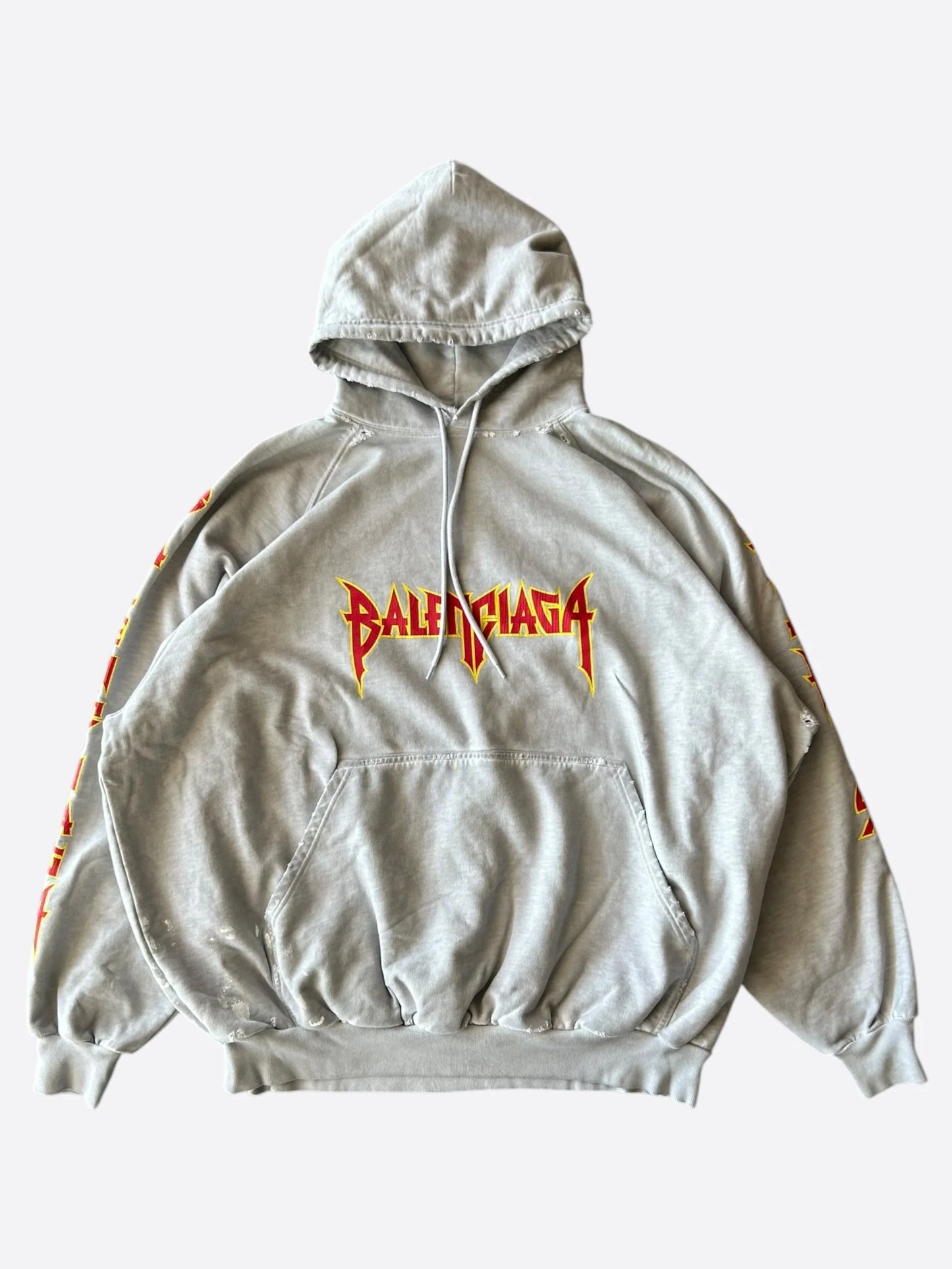 Balenciaga
Grey & Red Metal Logo Distressed Hoodie