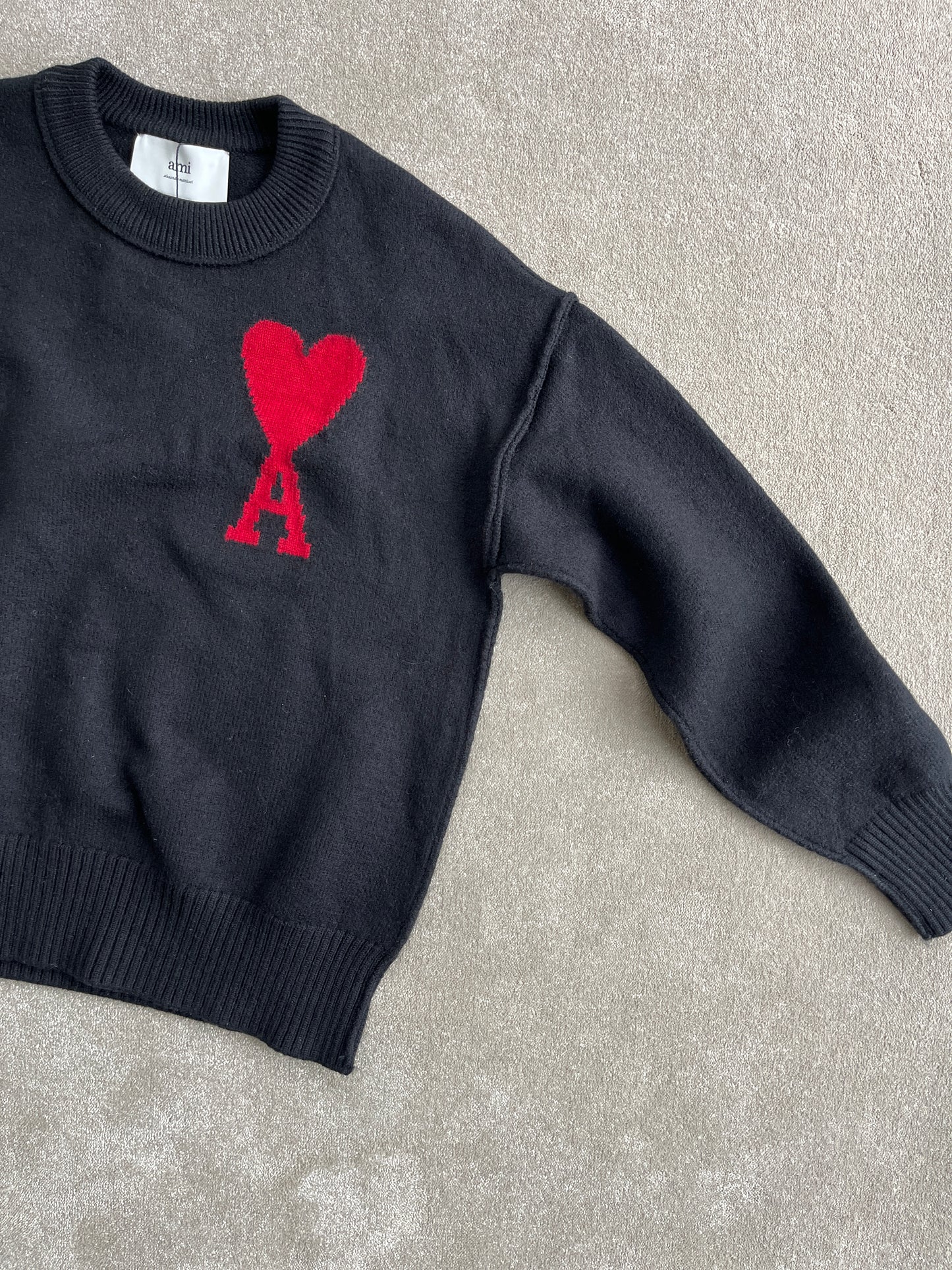 AMI Paris Black Knit Sweatshirt