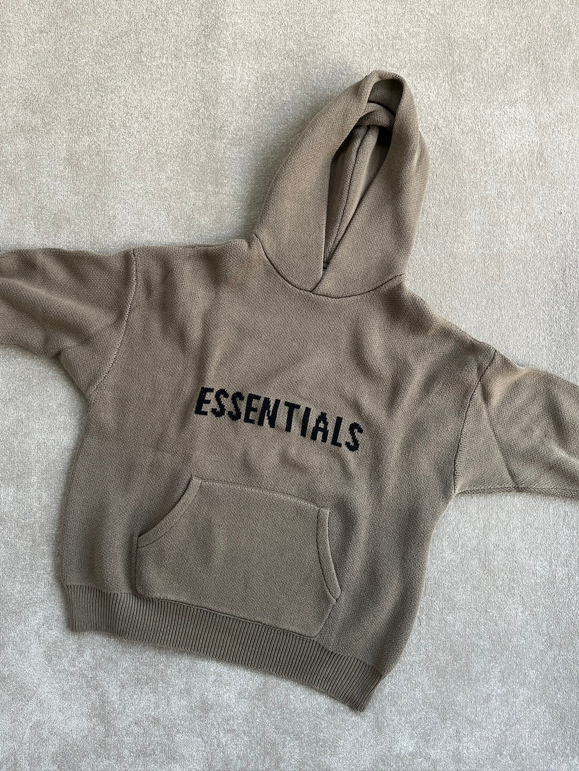 Essentials Brown Knit Hoodie