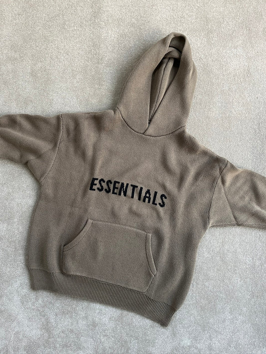Essentials Brown Knit Hoodie