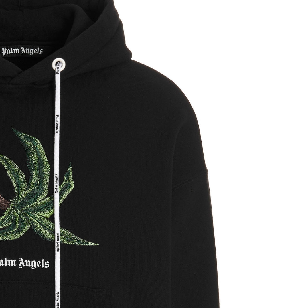 Palm Angels Broken Palm Tree Logo Black Hoodie - Style Centre Wholesale