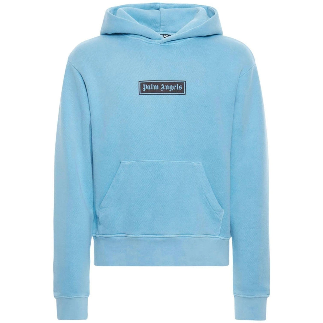 Palm Angels Garment Dyed Box Logo Light Blue Hoodie - Style Centre Wholesale