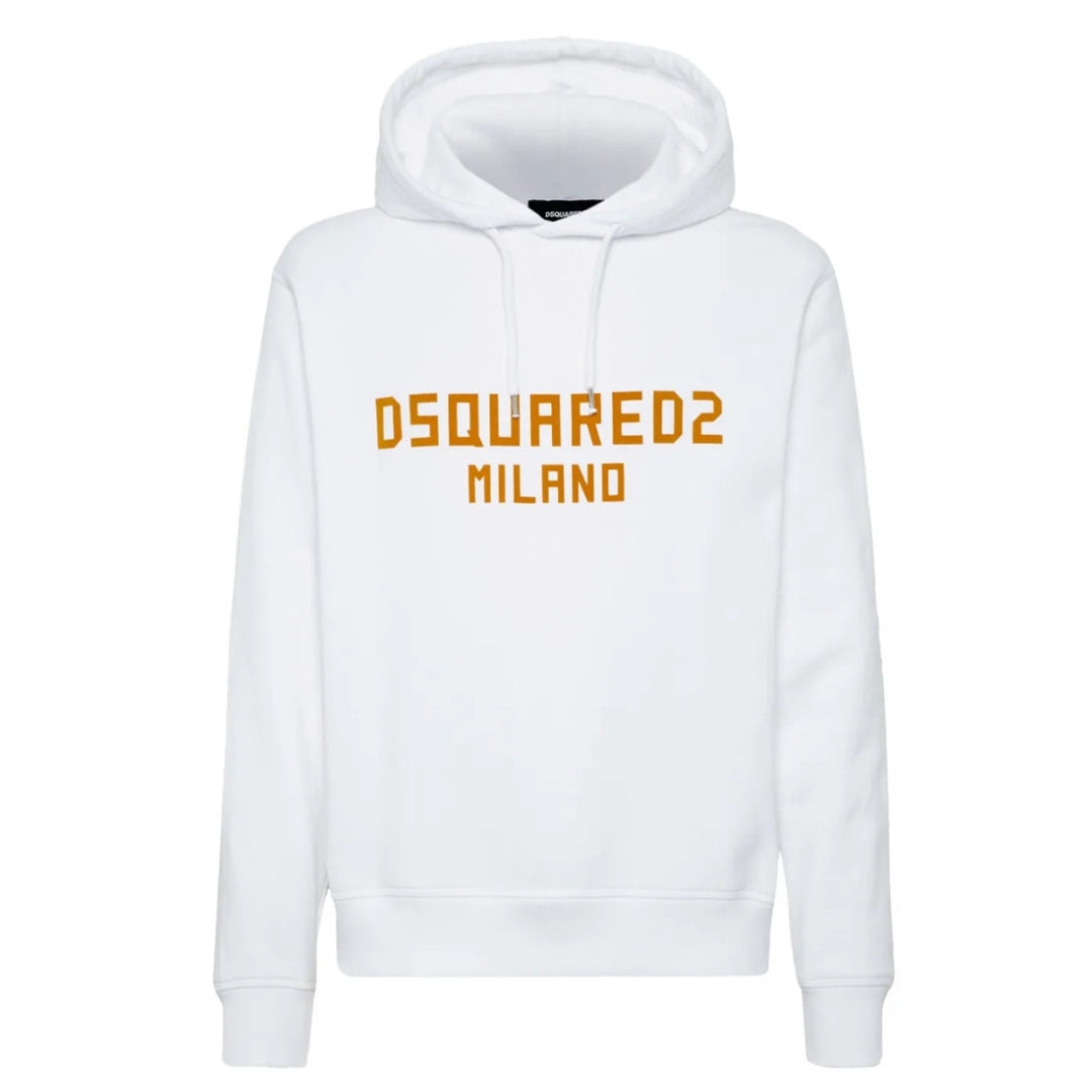 Dsquared2 Cool Fit Hoodie White Ochre Print S