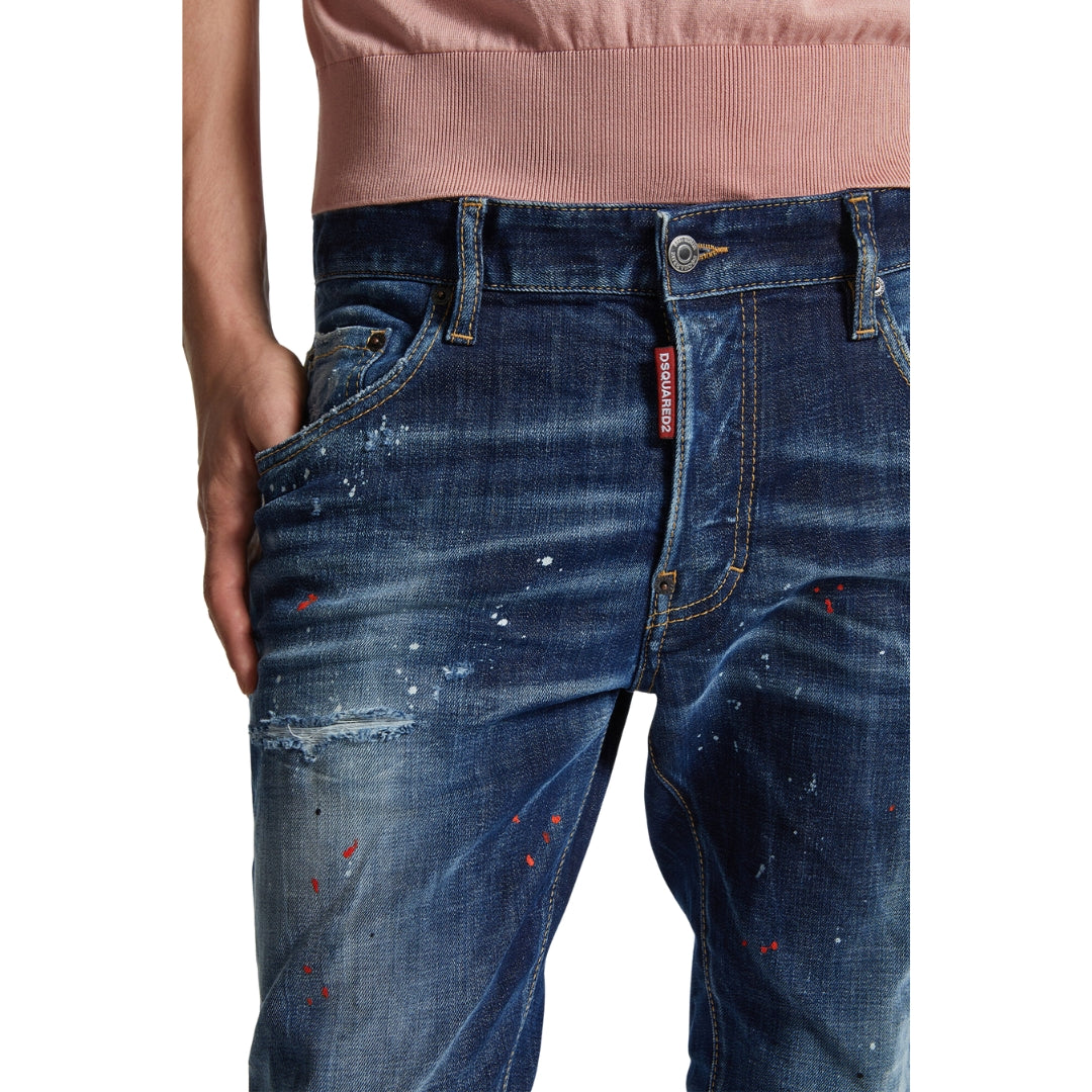Dsquared2 Medium Easy Wash Skater Jeans Navy Blue W28