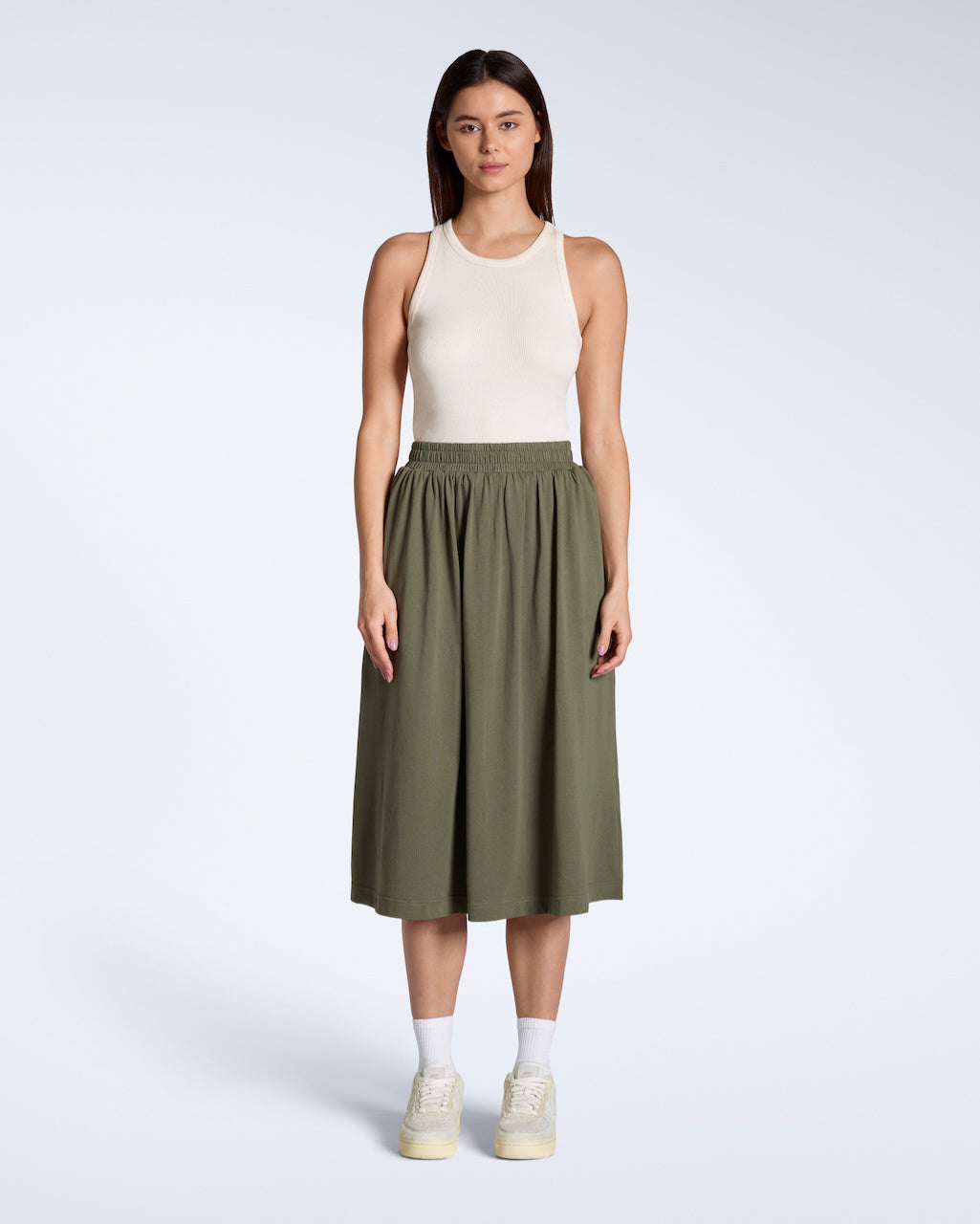 Gathered Organic Midi Skirt