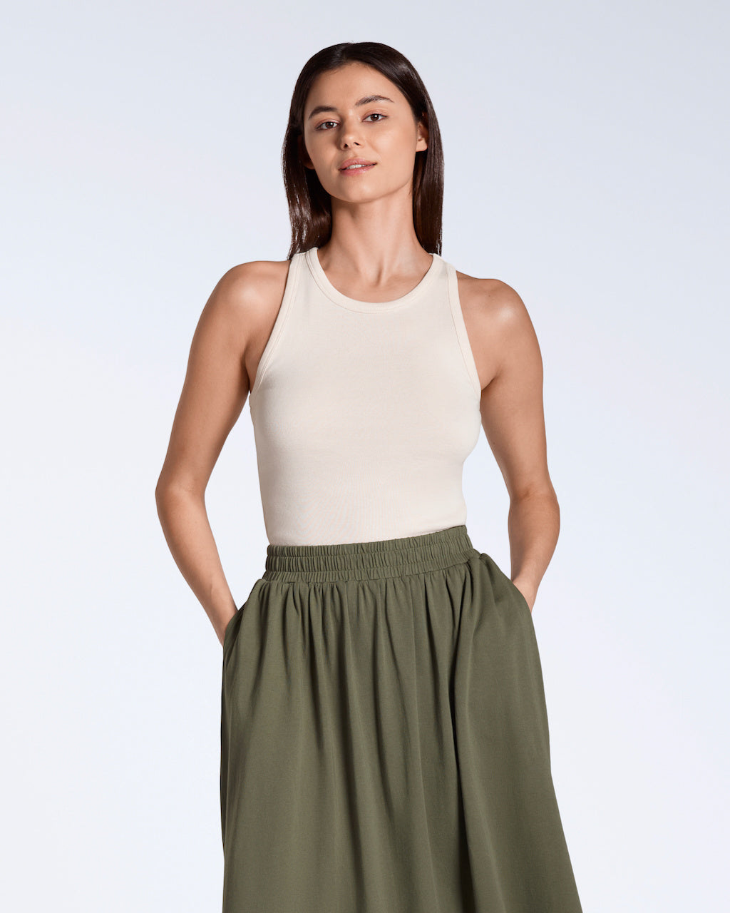 Gathered Organic Midi Skirt