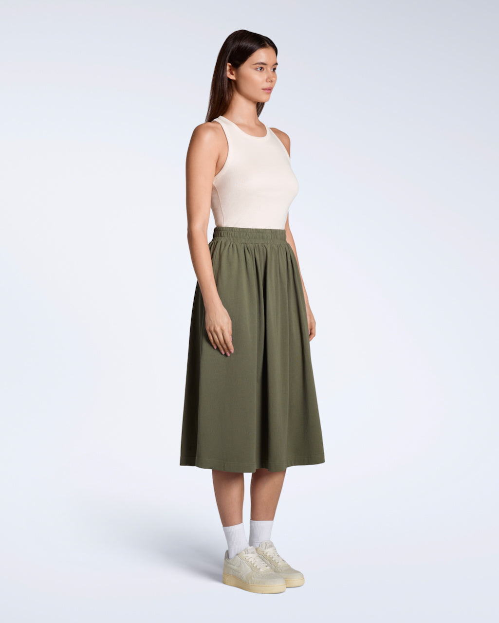 Gathered Organic Midi Skirt