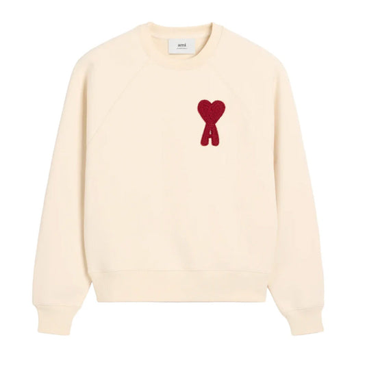 Ami Paris Ami De Coeur Sweatshirt White Cream Red - 1