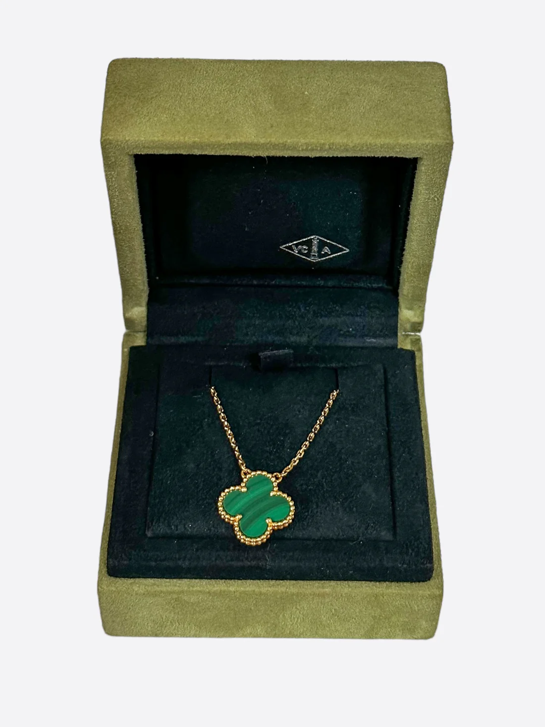 Van Cleef & Arpels Yellow Gold Malachite Vintage Alhambra Pendant Necklace