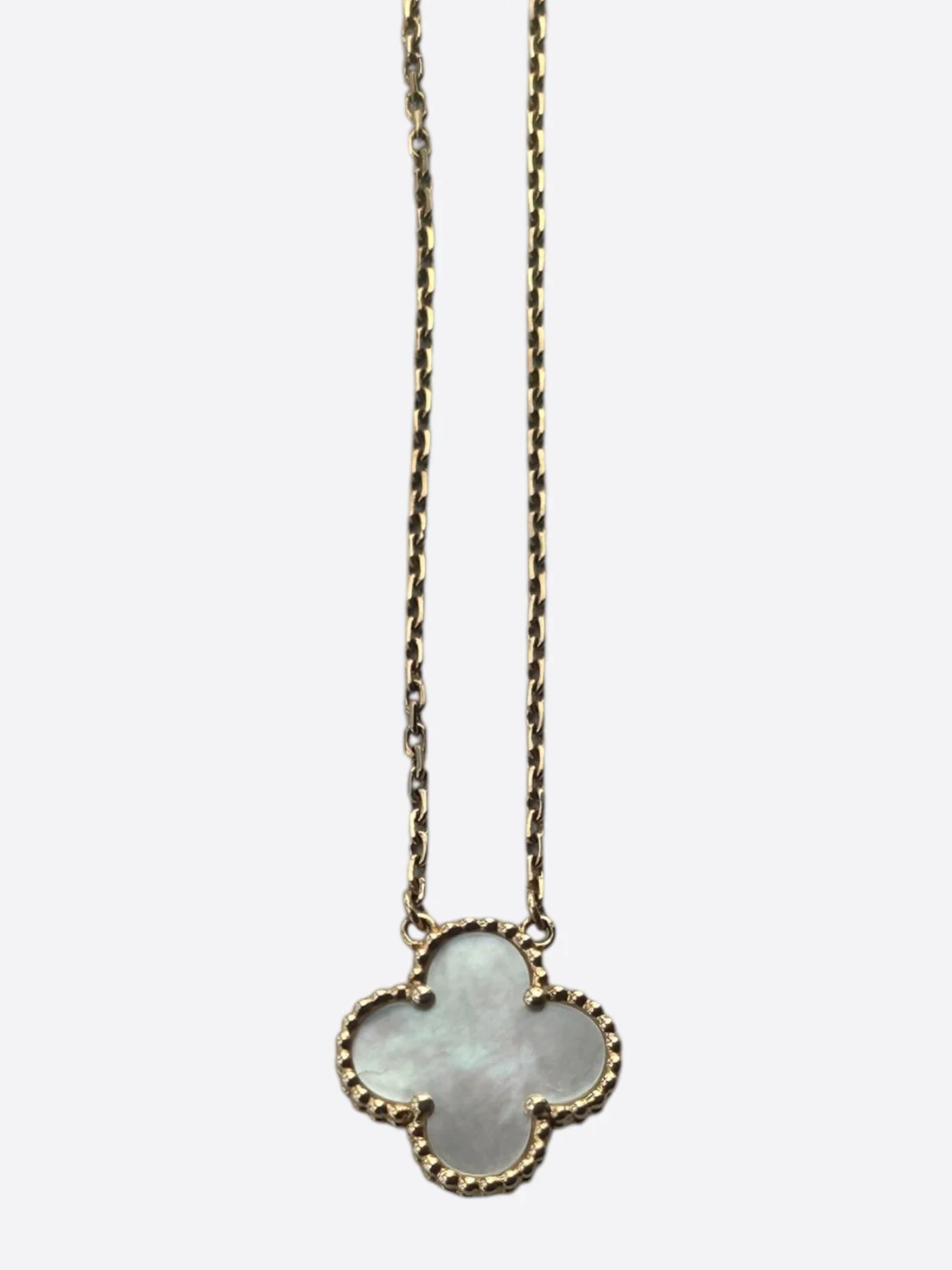 Van Cleef & Arpels Yellow Gold Mother Of Pearl Vintage Alhambra Pendant Necklace