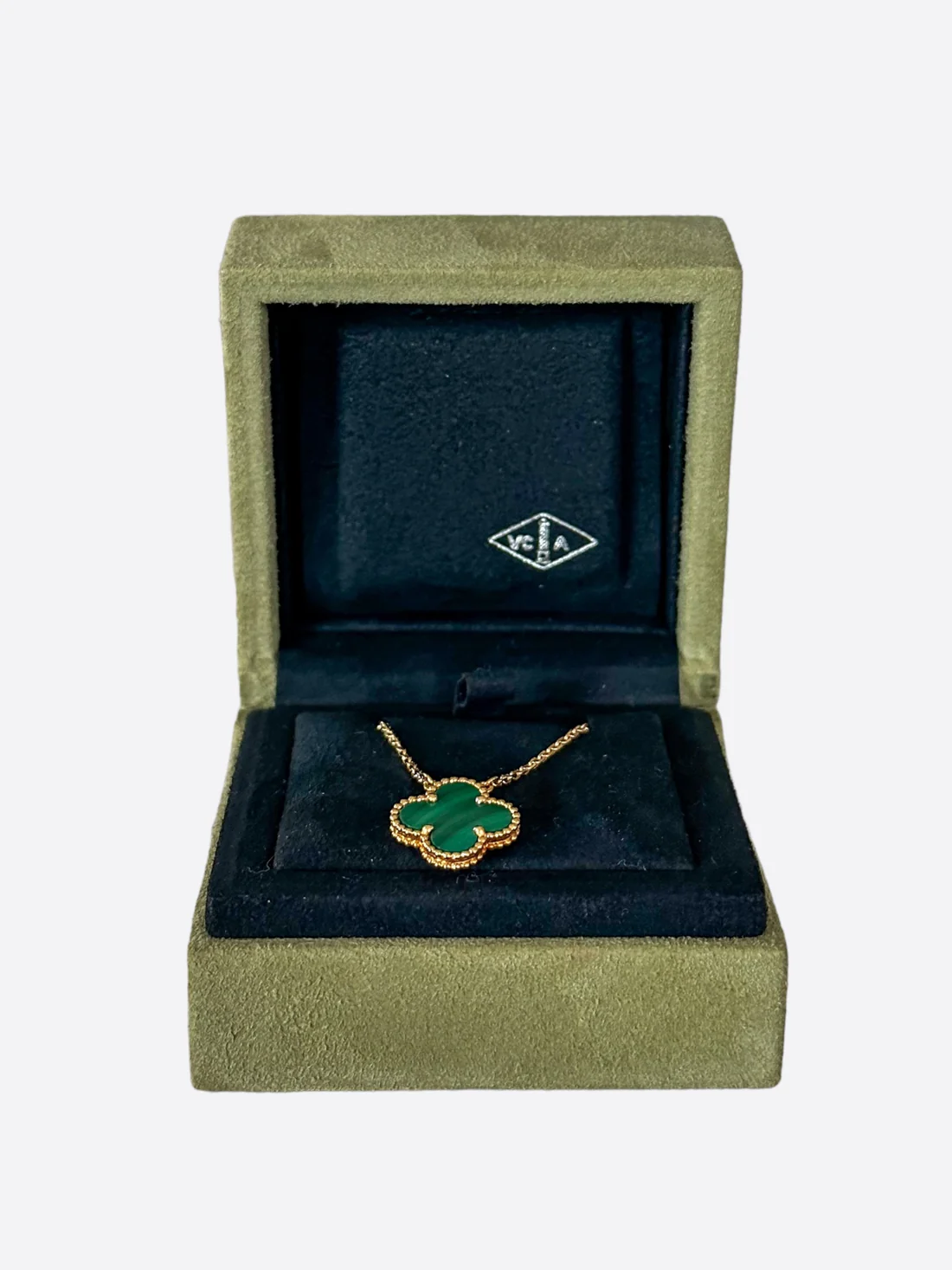 Van Cleef & Arpels Yellow Gold Malachite Vintage Alhambra Pendant Necklace