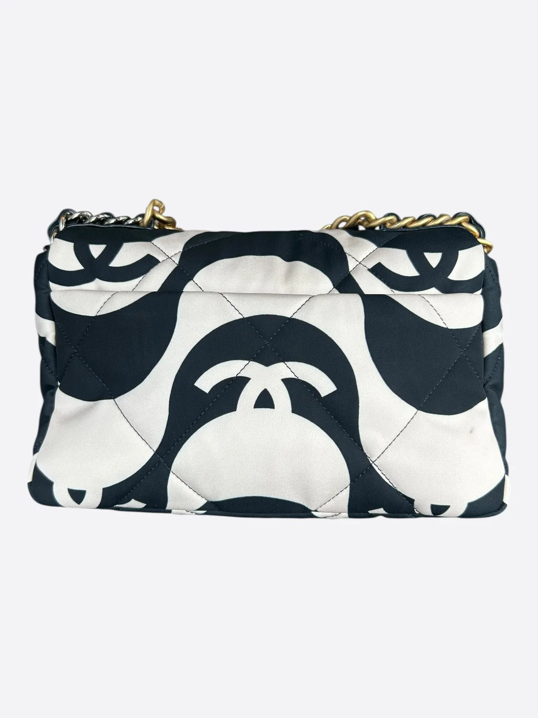 Chanel Black & White CC Fabric Medium 19 Flap Bag