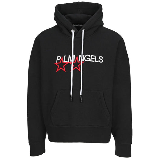 Palm Angels Embroidered Stars Logo Black Hoodie - Style Centre Wholesale