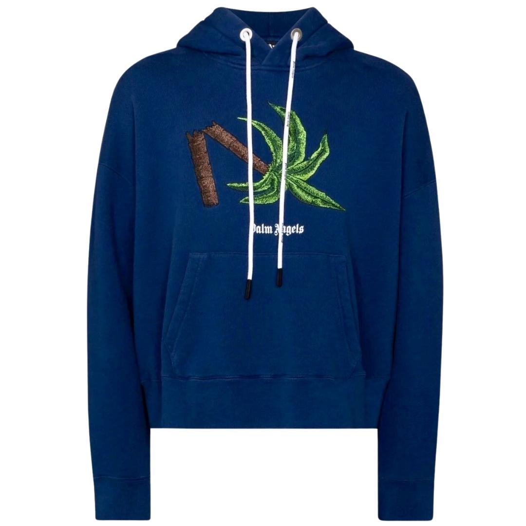 Palm Angels Broken Palm Tree Blue Hoodie Pmbb058Ss22Fle017 4655 - Style Centre Wholesale