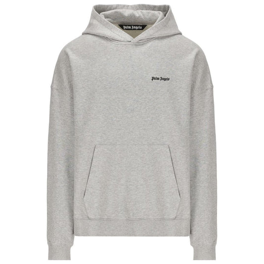 Palm Angels Embroidered Logo Grey Hoodie - Style Centre Wholesale