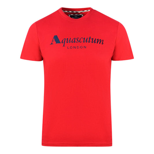 Aquascutum London Brand Logo Red T-Shirt T00323 - Style Centre Wholesale