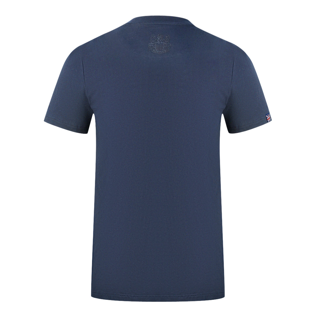 Aquascutum London Brand Logo Navy Blue T-Shirt T00323 85 - Style Centre Wholesale
