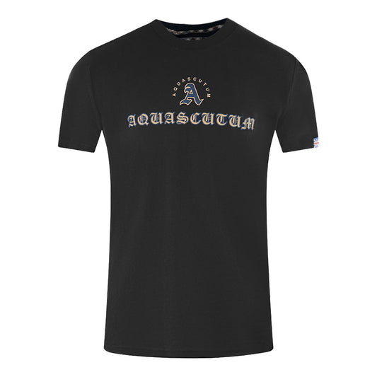 Aquascutum Script Logo Black T Shirt - Style Centre Wholesale